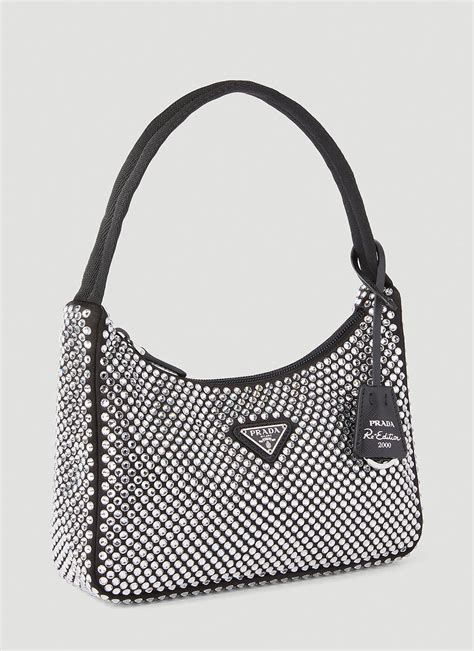 prada mini silver bag|Prada silver shoulder bag.